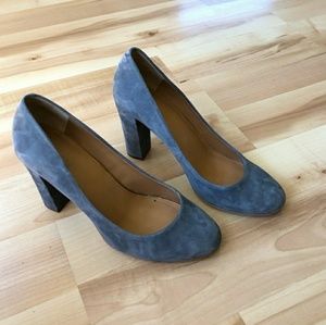 Suede Block Heel Pumps